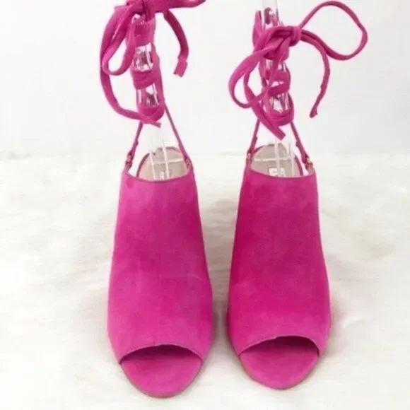 JAMES CHAN Allegra Ankle Wrap Sandal in Pink